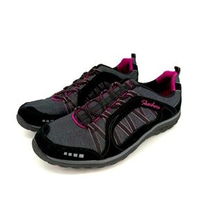 Skechers Charcoal Pink Reggae Fest Slip On Air Cooled Relaxed Fit Athletic Shoes